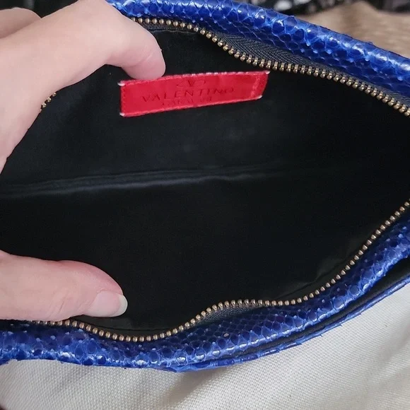Valentino Blue Snakeskin Clutch - Picture 13 of 13